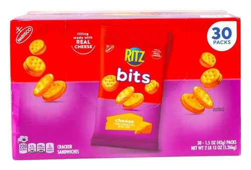Vista 3 de Ritz Bits - Sándwiches de galletas de queso, 30 paquetes, 1.5 onzas cada uno y una sorpresa de regalo de Sophley