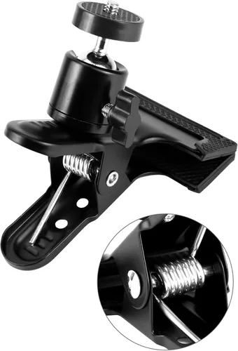 Vista 2 de QWORK Paquete de 4 soportes multifuncionales de trípode para cámara con trípode giratorio de 360 grados, mini cabeza de bola, color negro
