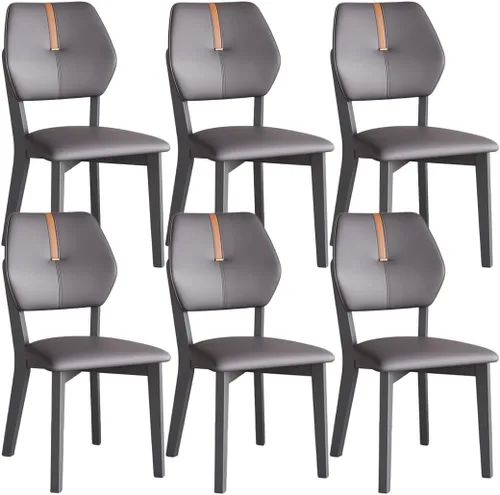 Vista 25 de YVYKFZD Solid Wood Dining Chairs Set, Leather Dining Room Chair, Armless Kitchen Chairs with Back, Upholstered Living Room Chair, for Bedroom Dark