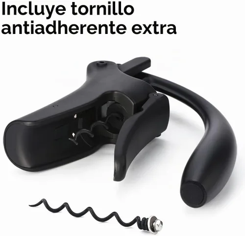 Vista 7 de KEISSCO Abridor de vino compacto con palanca vertical sacacorchos Abridor de botellas de vino con cortador de papel de aluminio y tornillo adicional