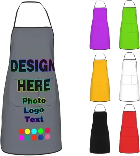 Vista 9 de Delantal personalizado para mujer, delantales personalizados con logotipo de texto fotográfico, delantales de cocina para regalos