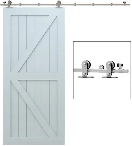 Vista 37 de TSMST Kit de herrajes para puerta corrediza de granero de 4 pies, riel de puerta de granero resistente de acero inoxidable para una sola puerta