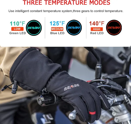 Vista 3 de DEWBU Guantes térmicos con batería, guantes eléctricos recargables para mujeres y hombres, guantes de trabajo impermeables con calefacción