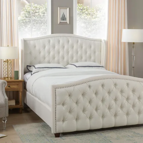 Vista 35 de Jennifer Taylor Home - Cama Anastasia de tamaño Queen de terciopelo resistente en color verde oliva Terciopelo de rendimiento verde oliva