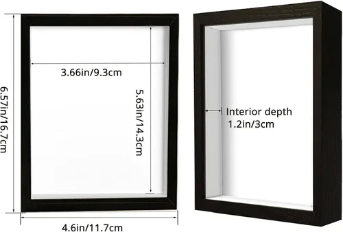 Vista 2 de Marco expositor 4x6 tipo shadow box, de madera con plexiglás, caja expositora para objetos de interés, medallas, manualidades, entradas y fotos