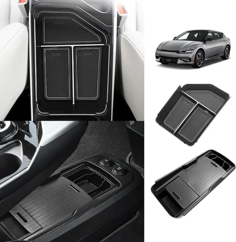 Vista 10 de BestEvMod Bandeja organizadora de consola central inferior compatible con Kia EV6 2022-2026, caja de almacenamiento de accesorios interiores