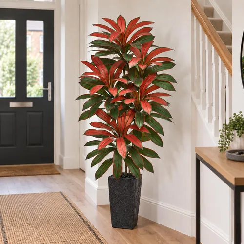Vista 18 de Árbol de Dracaena artificial, plantas artificiales de 5 pies, maceta Verde-negro Pot