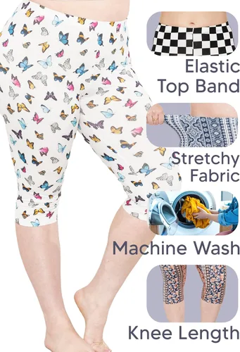 Vista 4 de STRETCH IS COMFORT Leggings Oh So Soft hasta la rodilla para mujer y talla grande Esenciales básicos S a 7X