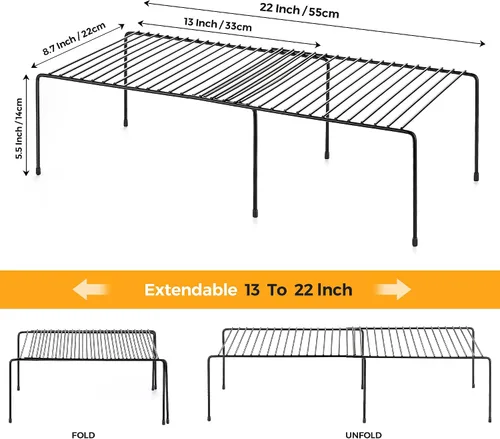 Vista 2 de Ravinte Paquete de 1 organizador de estante para congelador, estante de almacenamiento expandible con alambre de metal a prueba de óxido