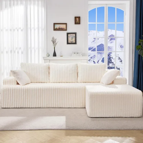 Vista 81 de Hobestluk - Sofá modular sin hueso, sofá seccional en forma de L 96" Right Facing Chaise Black,Memory Foam,Removable Cover,Non-slip Bottom,No