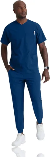 Vista 4 de BARCO Skechers Vitality Crew Scrub Top para hombre, marino