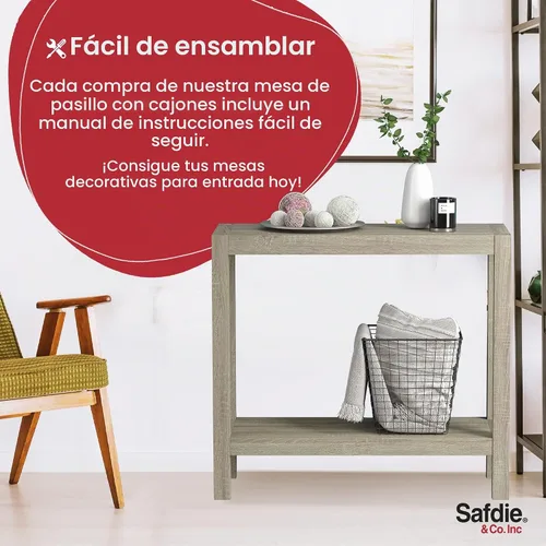 Vista 7 de Safdie & Co - Mesa de entrada de granja color gris pardo oscuro, mesas de consola para entrada, uso como mesa de entrada, escritorio de pasillo