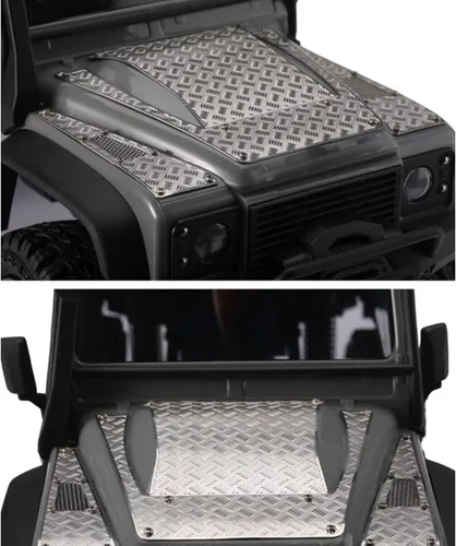 Vista 2 de RC Crawler - Placa de metal para capó de coche para 1/18 TRX-4M (placa negra)