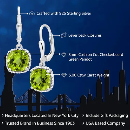 Vista 64 de Gem Stone King Aretes colgantes de plata de ley 925 de 0.315 pulgadas para mujer