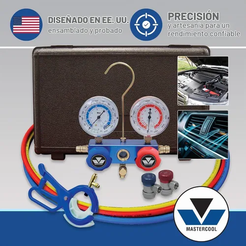 Vista 2 de Mastercool (89661-PRO) R134a, juego de indicadores múltiples con acoples estándar de aluminio