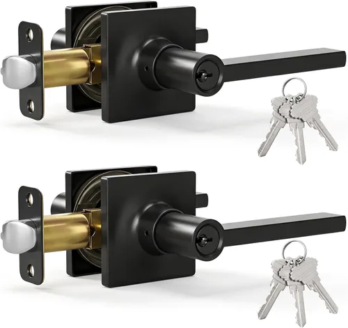 Vista 18 de HOSOM Dummy Door Handle,2 Pack Closets,French Double Doors Knobs Levers Negro mate