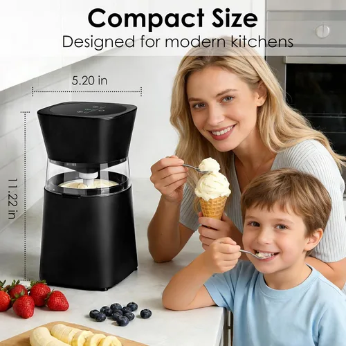 Vista 2 de KITOART Máquina para hacer helados, mini máquina eléctrica de alta calidad para helados, sorbetes y yogur congelado, funcionamiento de bajo ruido