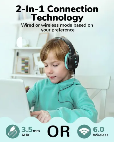Vista 7 de Auriculares con cancelación de ruido para niños, protección auditiva a prueba de sonido, reducción de ruido SNR de 29 dB, orejera Bluetooth 6.0