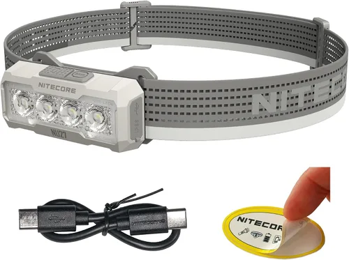 Vista 10 de Nitecore NU27 - Linterna frontal de campamento para correr de 600 lúmenes, USB-C recargable con luces blancas cálidas, neutras y frías, luz roja
