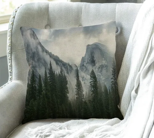 Vista 3 de Swono Funda de almohada decorativa de 18 x 18 pulgadas, parque nacional, naturaleza, montañas, niebla, sofá, funda de cojín para decoración moderna