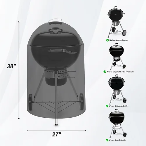 Vista 2 de Cubierta para Parrilla de Carbón Kettle de 22 Pulgadas, Cubierta 7150 para Parrilla Redonda Weber, Cubierta Impermeable para Parrilla de Carbón