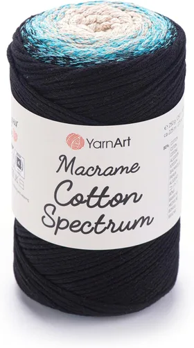 Vista 21 de YarnArt Macramé de Algodón Spectrum – Cuerda Multicolor 80% Algodón – 8.8 oz (250g), 246 yardas (225m) – Cuerda Colorida para Nudos, Tejido 512.2 in