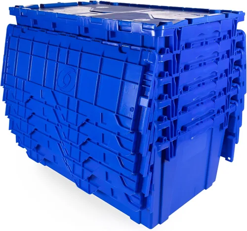 Vista 13 de IDL Packaging Bolsa de plástico industrial de 10 galones con tapas con bisagras, color azul, paquete de 1 – Contenedor grande resistente de 22