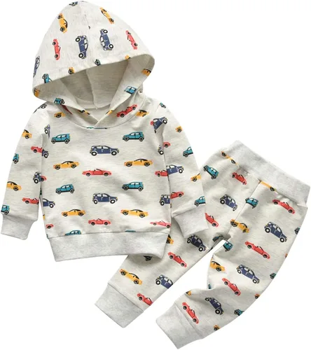 Vista 2 de Conjunto de sudadera con capucha y pantalones, de manga larga, con varios diseños, para bebé o niño
