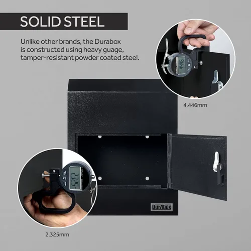 Vista 6 de Durabox Caja Fuerte de Depósito de Buzón a Través de la Puerta 12 x 6 x 15 pulgadas - Buzón de Acero Resistente con Cerradura para Recibir Correo