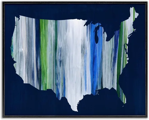 Vista 12 de Stupell Industries Arte de pared con marco abstracto de rayas de Estados Unidos de América, 14 x 11, azul Blanco costero (Texturado)