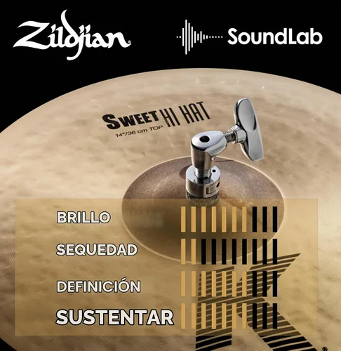 Vista 5 de Zildjian K0720 14" K Sweet Hi-Hat Platillos Warm dark tone, crisp stick response, matched top and bottom, great for studio and stage drummers, 14