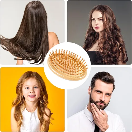Vista 7 de Cepillo de bambú para el crecimiento del cabello, mini cepillo de bambú para el cuero cabelludo, masajeador de cuero cabelludo de madera, cepillo