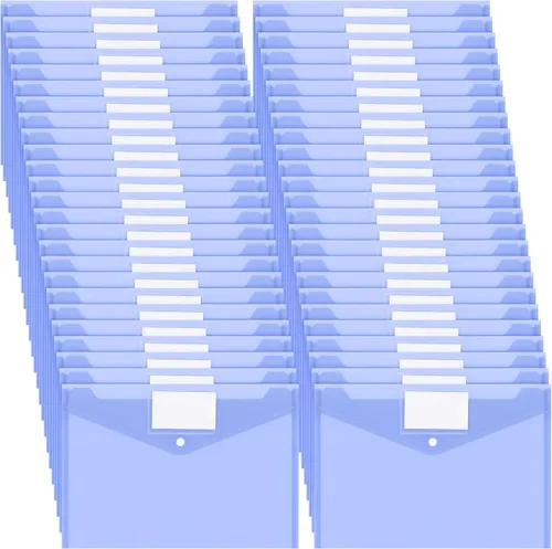 Vista 10 de Yeaqee 50 piezas de sobres de plástico sobres de polietileno carpetas de archivos con botón a presión carpetas transparentes para documentos