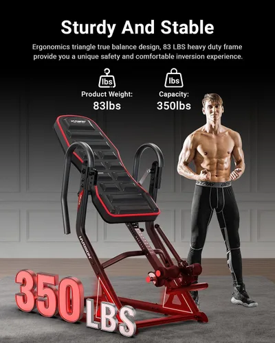 Vista 5 de HARISON Inversion Table for Back Pain Relief - Decompression Back Stretcher, 350LBS Capacity Strength Training Inversion Equipment, Decompression