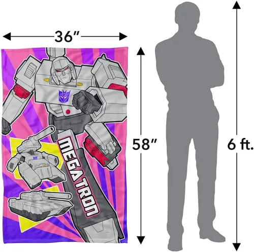 Vista 4 de LOGOVISION Manta Transformers, manta grande de vellón Megatron de 36 x 58 pulgadas