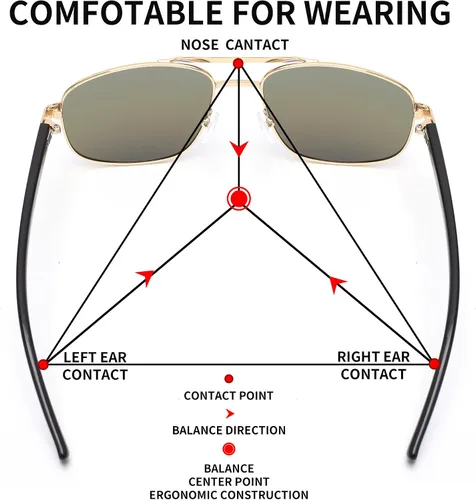 Vista 5 de JIM HALO Gafas de sol polarizadas de aviador para hombres y mujeres, gafas de sol clásicas militares para conducción, protección UV400