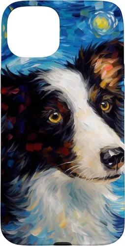 Vista 9 de iPhone 16 Border Collie Starry Night Van Gogh Border Collie Case