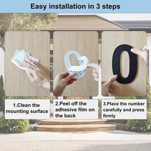 Vista 4 de Números de casa autoadhesivos – Números de puerta de acero inoxidable de 6 pulgadas para exteriores – Número de casa grande y moderno, número
