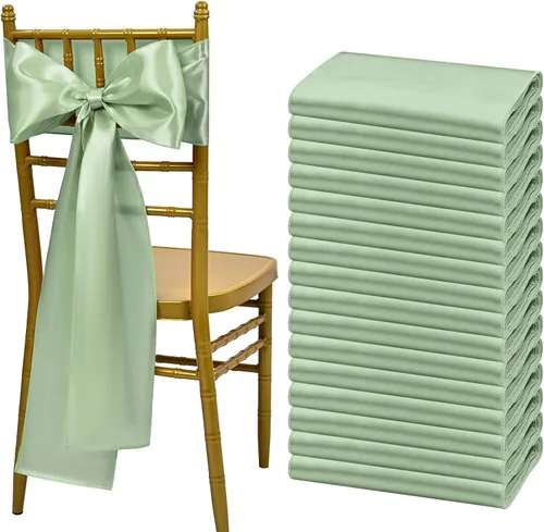 Vista 32 de Showgeous 60 cintas de satén color burdeos para decoración de sillas de recepción de boda, lazos para sillas de 7 x 78 pulgadas para banquetes
