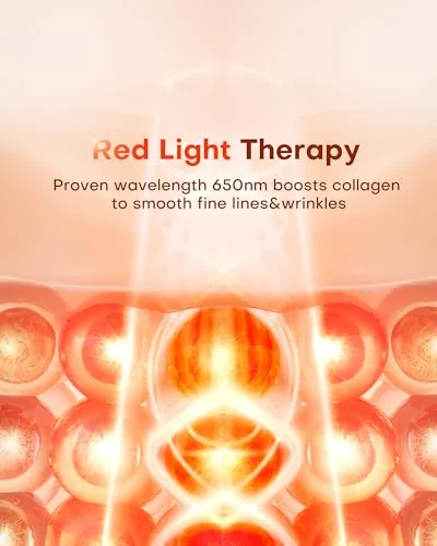 Vista 5 de NEWKEY Máscara de terapia de luz roja para cara, 7 colores LED máscara facial terapia de luz, fotón en casa cuidado de la piel máscara de belleza