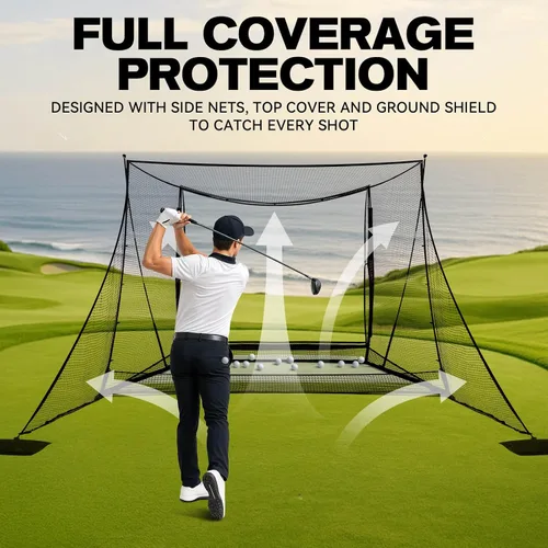 Vista 4 de ZEALFEEL Golf Simulator Enclosure & Golf Net with Dual-Layer HD Screen
