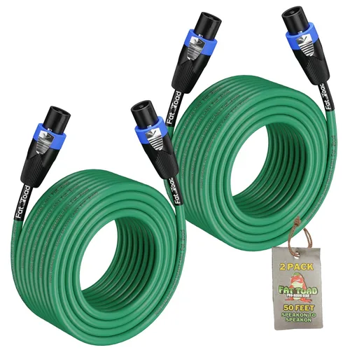 Vista 11 de Fat Toad Cable Speakon a Speakon de 50 pies (Serie Twist-LockPRO) – Cable verde de 12 AWG con conector para equipo de estudio, DJ y escenario