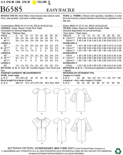 Vista 2 de Butterick Patterns - Patrones de costura para vestido de manga larga y corta 40 a 157in color blanco