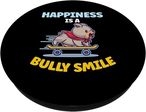 Vista 2 de Divertida Felicidad Es Un Bully Sonrisa Patinaje Americano Bully PopSockets Swappable PopGrip