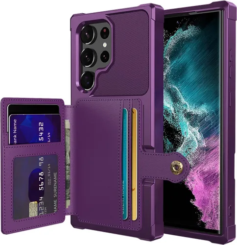 Vista 24 de Funda para Samsung Galaxy S21 Ultra con tarjetero, compatible con soporte magnético para automóvil, resistente a los golpes, resistente, suave, TPU