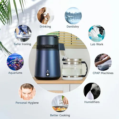 Vista 9 de CO-Z Destilador de agua de 1.1 galones, máquina de agua destilada de 4L para encimera con olla de vidrio, purificador de agua destilada de 750W