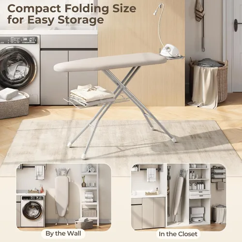 Vista 4 de Yaheetech Tabla de planchar con soporte de plancha, soporte para cable y Beige