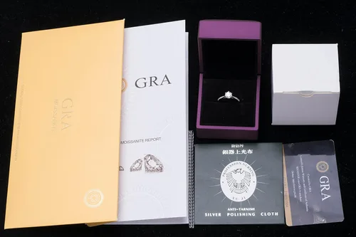 Vista 6 de StarGems 0.5-2ct Moissanite 925 Silver Platinum Plated Classical Four Prong Ring HB4507