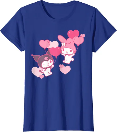 Vista 57 de Camiseta de My Melody y Kuromi con corazones del Día de San Valentín Negro