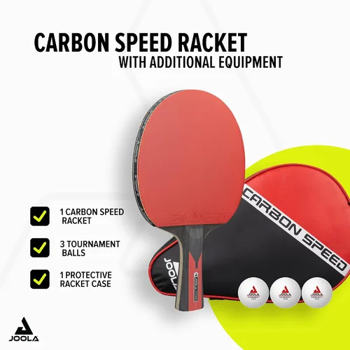 Vista 8 de JOOLA Infinity Carbon Professional Table Tennis Paddle with Cover – Ergonomic Comfort Grip - ITTF Approved Rubbers - Competition Paddle for Powerful